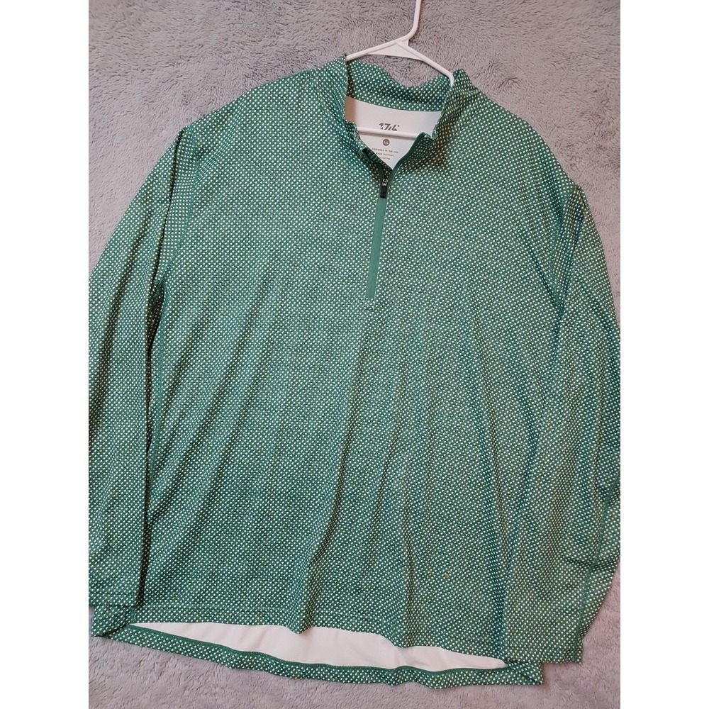 1764 Pullover Mens 3XL Quarter Zip Performance Stretch Geometric Green Golf EUC
